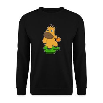 Giraffe Basketball Player Basketball - Unisex Sweatshirt - black - Front - Alina (178cm) & Michal (187cm)