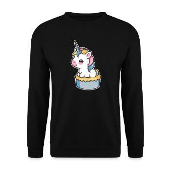 Einhorn Torte - Unisex Pullover - Schwarz - Vorne - Alina (178cm) & Michal (187cm)