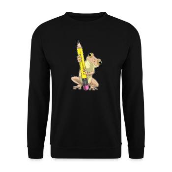 Frosch Schüler Bleistift Schule - Unisex Pullover - Schwarz - Vorne - Alina (178cm) & Michal (187cm)