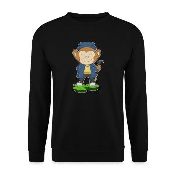 Monkey Pensioner Walking Stick - Unisex Sweatshirt - black - Front - Alina (178cm) & Michal (187cm)