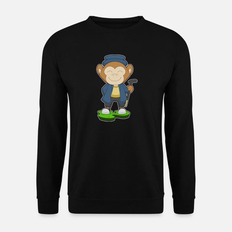 Monkey Pensioner Walking Stick - Unisex Sweatshirt - black