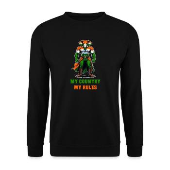 Mon pays, mes règles, l'Inde, l'éléphant - Sweat-shirt Unisexe - noir - Devant - Alina (178cm) & Michal (187cm)
