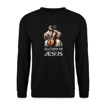 Cello Akkorde für Jesus Christlicher Gott - Unisex Pullover - Schwarz - Vorne - Alina (178cm) & Michal (187cm)
