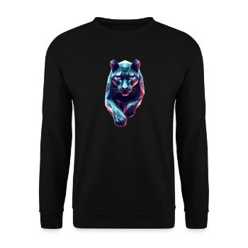 Blue Panther Geometric Origami 3D - Unisex Sweatshirt - black - Front - Alina (178cm) & Michal (187cm)