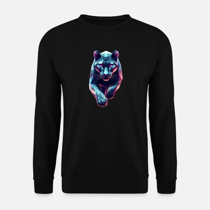 Blauer Panther Geometrisches Origami 3D - Unisex Pullover - Schwarz