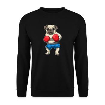 Mops Boxer Boxhandschuhe Boxen - Unisex Pullover - Schwarz - Vorne - Alina (178cm) & Michal (187cm)