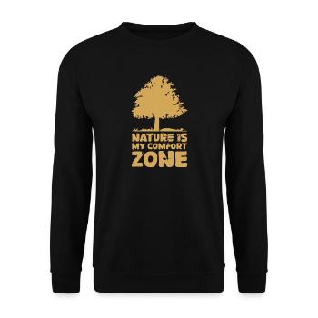 Komfort Zone Natur Baum Wald Herbst Spruch lustig - Unisex Pullover - Schwarz - Vorne - Alina (178cm) & Michal (187cm)