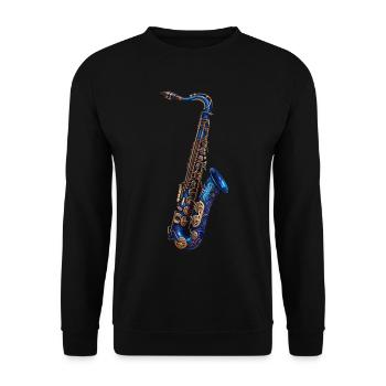 Saxophon - Unisex Pullover - Schwarz - Vorne - Alina (178cm) & Michal (187cm)