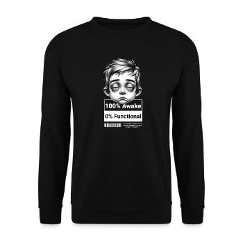 0% Functional – Lustiges Unisex T-Shirt für Morgen - Unisex Pullover - Schwarz - Vorne - Alina (178cm) & Michal (187cm)