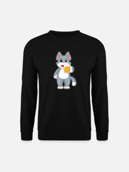 Katze Bier - Unisex Pullover - Schwarz