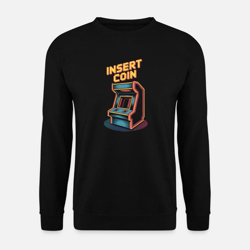 Insert Coin Retro Arcade Gaming Machine - Unisex Sweatshirt - black
