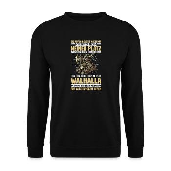 Nordische Mythologie Wikinger Runen Götter - Unisex Pullover - Schwarz - Vorne - Alina (178cm) & Michal (187cm)