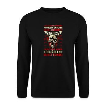 Nordische Mythologie Wikinger Runen Götter - Unisex Pullover - Schwarz - Vorne - Alina (178cm) & Michal (187cm)