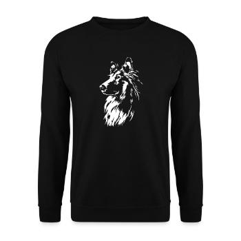 Long-haired Collie Portrait Collie Portrait Wilsigns - Unisex Sweatshirt - black - Front - Alina (178cm) & Michal (187cm)