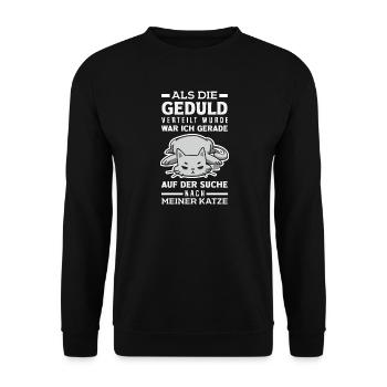Geduld verteilt? Ich such meine Katze - Unisex Pullover - Schwarz - Vorne - Alina (178cm) & Michal (187cm)