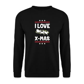 Ich Liebe Xmas Weihnachten - Unisex Pullover - Schwarz - Vorne - Alina (178cm) & Michal (187cm)