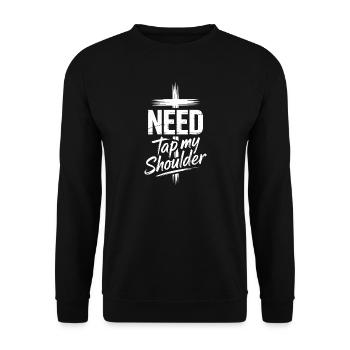 Muss mir auf die Schulter tippen - Unisex Pullover - Schwarz - Vorne - Alina (178cm) & Michal (187cm)