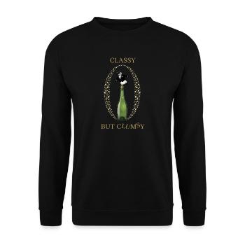Classy Clumsy Pinguin - Unisex Pullover - Schwarz - Vorne - Alina (178cm) & Michal (187cm)