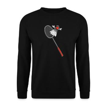 Badminton Racket Flying Shuttlecock Vintage - Unisex Sweatshirt - black - Front - Alina (178cm) & Michal (187cm)