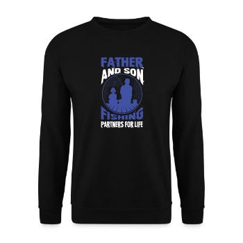 Father & Son Fishing Gift - Unisex Sweatshirt - black - Front - Alina (178cm) & Michal (187cm)