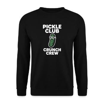Pickle Club Crunch Crew Gurken Humor - Unisex Pullover - Schwarz - Vorne - Alina (178cm) & Michal (187cm)