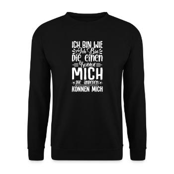 Ich bin wie ich bin die einen kennen mich können - Unisex Pullover - Schwarz - Vorne - Alina (178cm) & Michal (187cm)