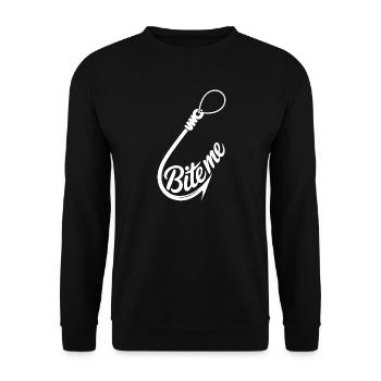 Bite Me Hook Grafik-Tee - Unisex Pullover - Schwarz - Vorne - Alina (178cm) & Michal (187cm)