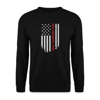 American Flag Best Grandpa - Unisex Sweatshirt - black - Front - Alina (178cm) & Michal (187cm)
