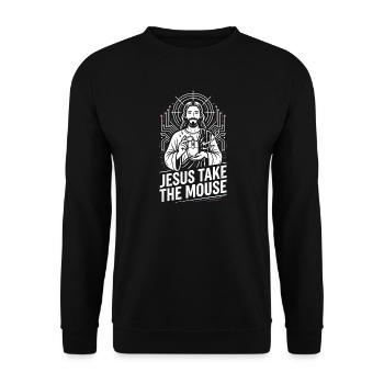 Jesus Take The Mouse Tech Faith - Unisex Pullover - Schwarz - Vorne - Alina (178cm) & Michal (187cm)