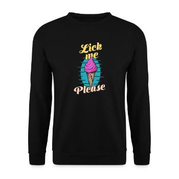 Lick Me Please Eis Cream Funny Retro Art - Unisex Sweatshirt - black - Front - Alina (178cm) & Michal (187cm)
