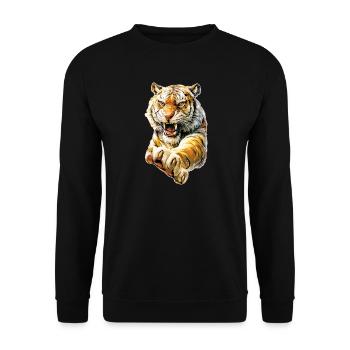 Cool Tiger - Unisex Sweatshirt - black - Front - Alina (178cm) & Michal (187cm)