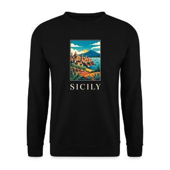 Vue côtier sicilien en couleurs audacieuses en Italie - Sweat-shirt Unisexe - noir - Devant - Alina (178cm) & Michal (187cm)