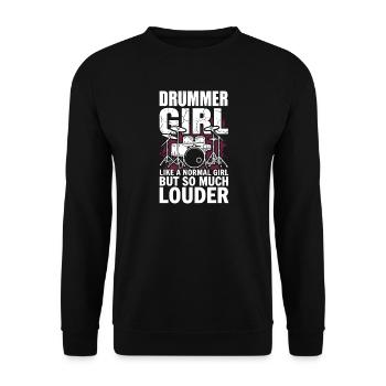 Batteur Fille Batteur Drum Rock Groupe - Sweat-shirt Unisexe - noir - Devant - Alina (178cm) & Michal (187cm)