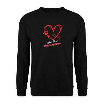Mein Herz hat vier Pfoten Hund Shirt - Unisex Pullover - Schwarz - Vorne - Alina (178cm) & Michal (187cm)