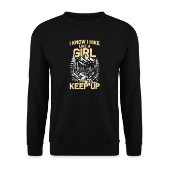 Randonnée comme une fille Randonnée Montagne Alpinisme - Sweat-shirt Unisexe - noir - Devant - Alina (178cm) & Michal (187cm)