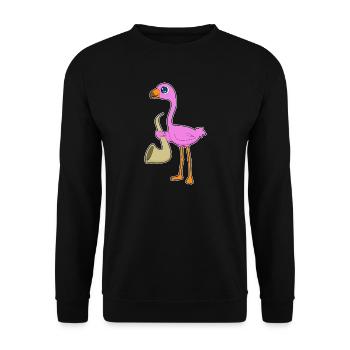 Flamingo Musiker Saxophon Musik - Unisex Pullover - Schwarz - Vorne - Alina (178cm) & Michal (187cm)