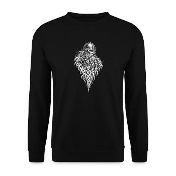 Der Wikinger – Bart aus Flechtwerk - Unisex Pullover - Schwarz - Vorne - Alina (178cm) & Michal (187cm)
