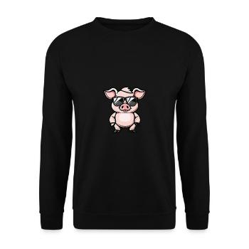 Schwein Cool Tier - Unisex Pullover - Schwarz - Vorne - Alina (178cm) & Michal (187cm)