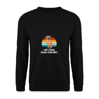Je suis un végétalien social. J’évite sar - Sweat-shirt Unisexe - noir - Devant - Alina (178cm) & Michal (187cm)