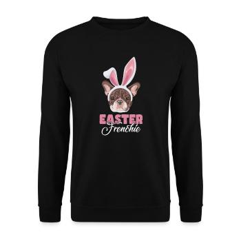 Frohe Ostern French Bulldog - Unisex Pullover - Schwarz - Vorne - Alina (178cm) & Michal (187cm)