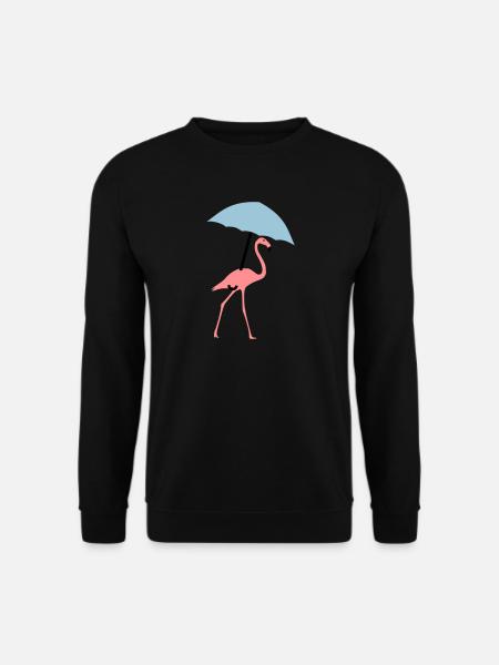 Flamingo mit Regenschirm oder Sonnenschirm - Unisex Pullover - Schwarz
