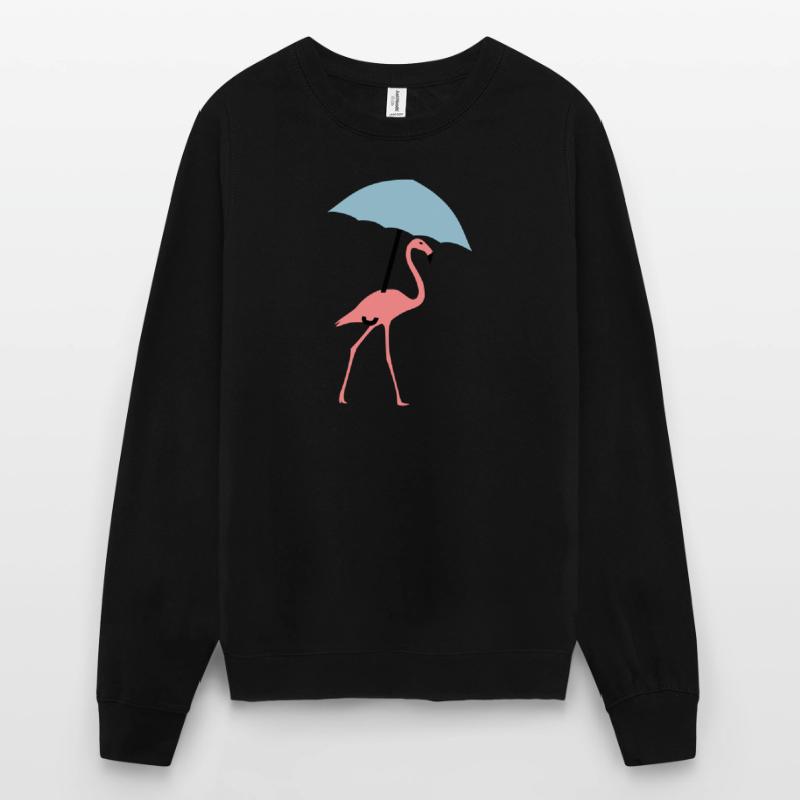 Flamingo mit Regenschirm oder Sonnenschirm Unisex Pullover
