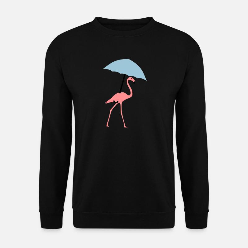 Flamingo mit Regenschirm oder Sonnenschirm - Unisex Pullover - Schwarz