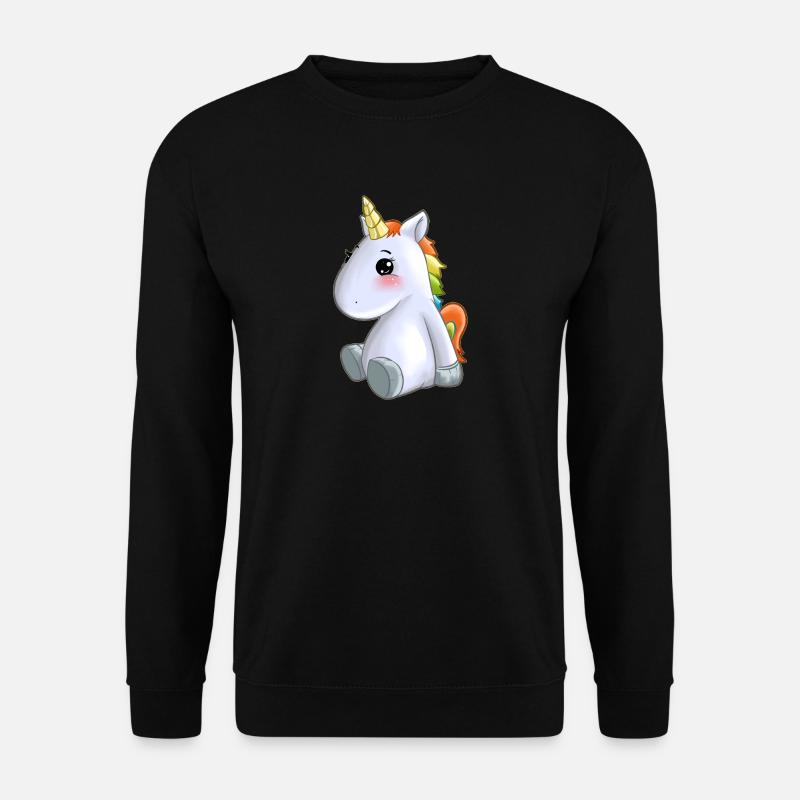 süßes Einhorn bunte Mähne - Unisex Pullover - Schwarz