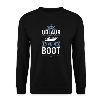 Urlaub Beginnt Auf Meinem Boot - Boot - Unisex Pullover - Schwarz - Vorne - Alina (178cm) & Michal (187cm)