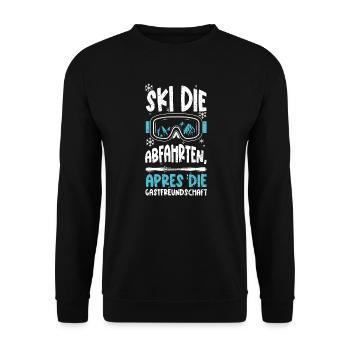 Ski die Abfahrten, Apres die Gas... - Unisex Pullover - Schwarz - Vorne - Alina (178cm) & Michal (187cm)