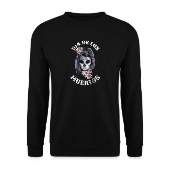 Masque Dia de los Muertos crâne La Catrina - Sweat-shirt Unisexe - noir - Devant - Alina (178cm) & Michal (187cm)