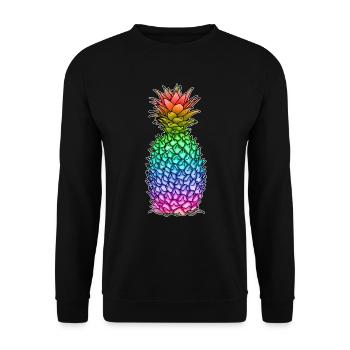 Ananas in Regenbogen Farben / LGBTQ, Gay Pride CSD - Unisex Pullover - Schwarz - Vorne - Alina (178cm) & Michal (187cm)