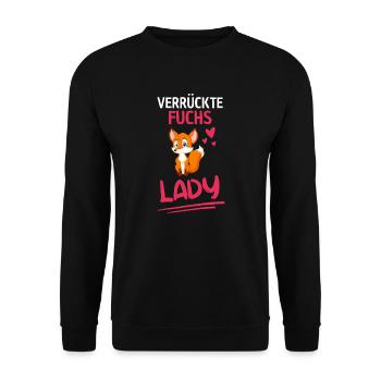 Verrückte Fuchs Lady Geschenk Frauen Fuchs - Unisex Pullover - Schwarz - Vorne - Alina (178cm) & Michal (187cm)