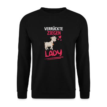Bauernhof Tier Lady Bauer Frauen Geschenk Ziege - Unisex Pullover - Schwarz - Vorne - Alina (178cm) & Michal (187cm)